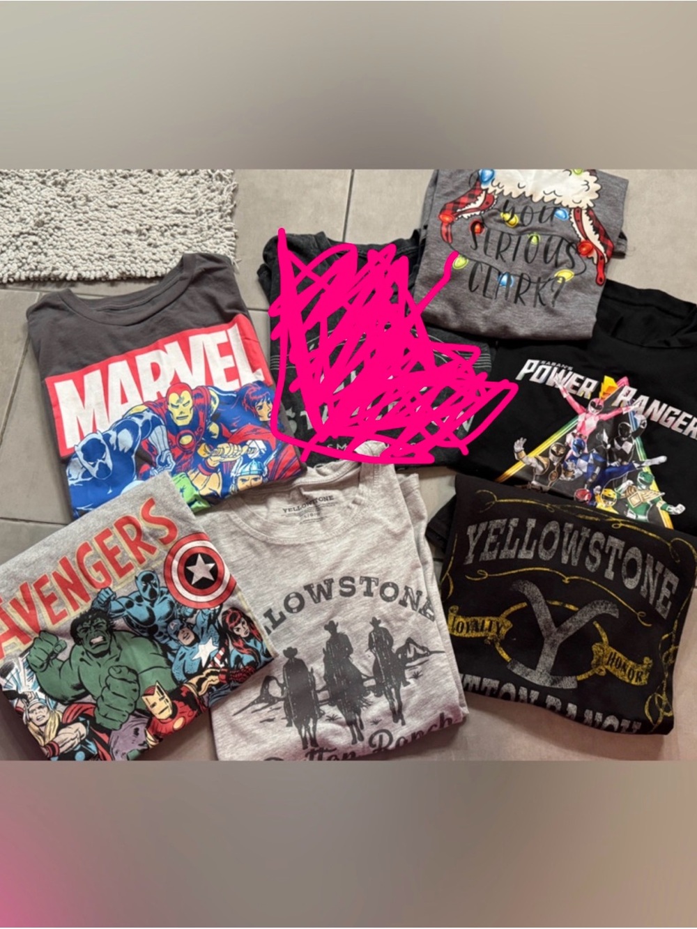 Mixed Graphic Tee Bundle - Marvel, Avengers, Power Rangers, Yellowstone